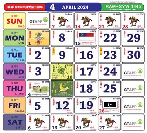 kalendar kuda bulan 4 2024